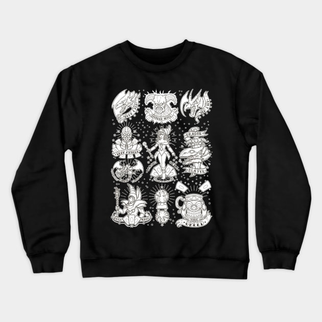 tatto-ohs - white ink Crewneck Sweatshirt by Firebrander